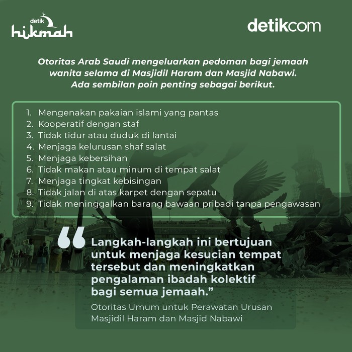 9 Aturan Khusus Wanita di Masjidil Haram dan Nabawi